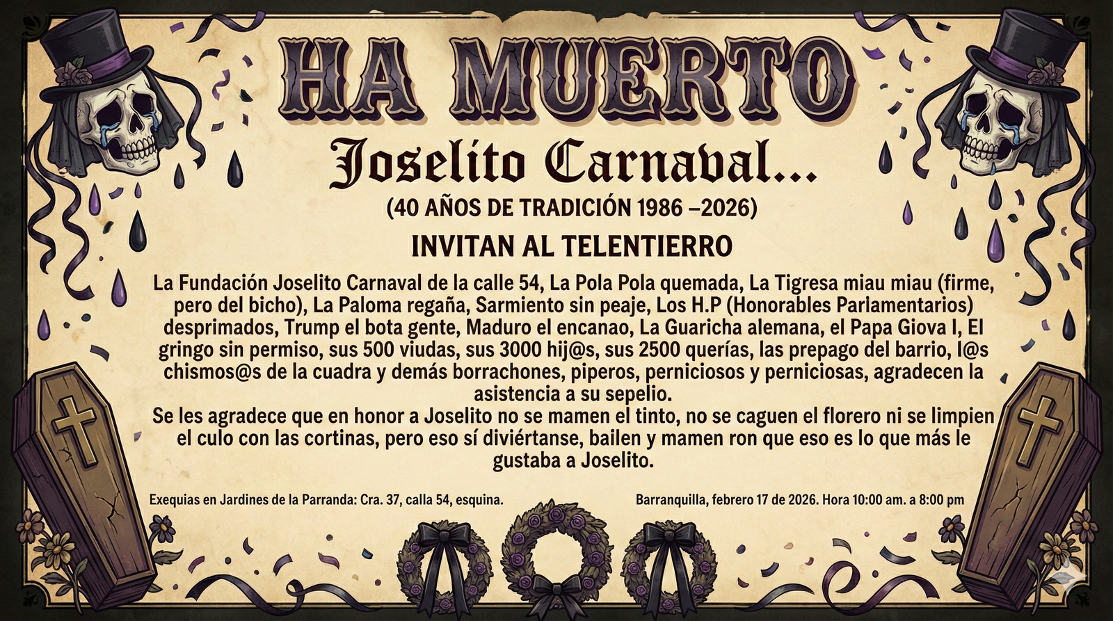Ha Muerto Joselito - Invitación